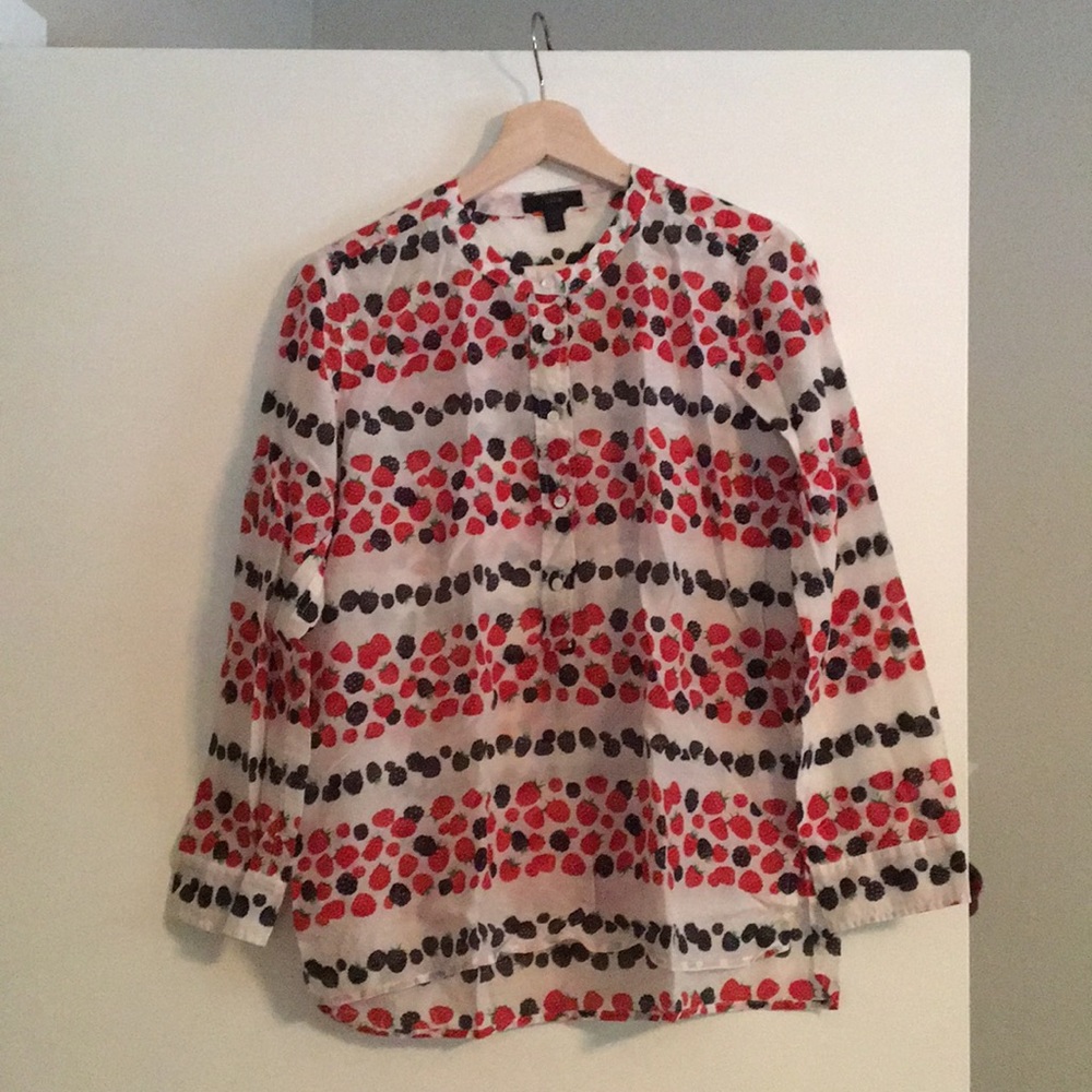 J. crew Berry Print Half Button Shirt